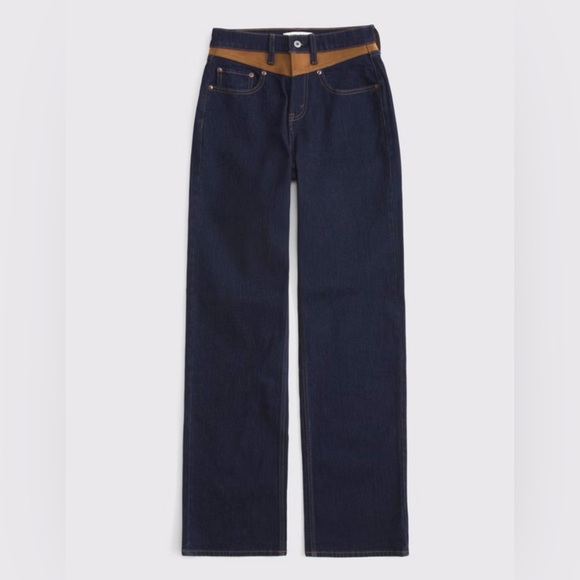 Abercrombie & Fitch Denim - Abercrombie High Rise 90s Relaxed Vegan Suede Yoke Jeans – Size 27 Regular